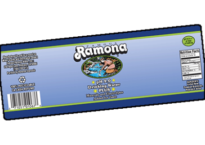 Famous Ramona Drinking Water label by Bowen Printing